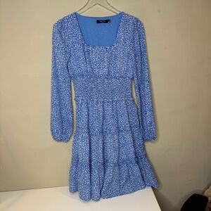 Nasty Gal Blue Floral Dress size small pants